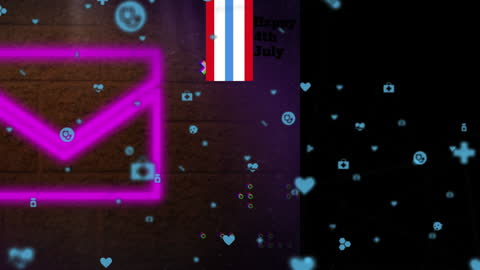 Digital Communication Symbols with Neon Envelope Animation