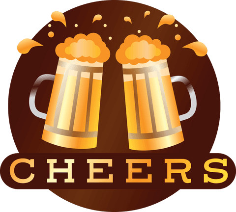 Transparent cheers text with beer glasses illustration
