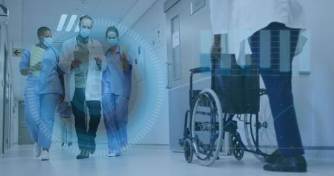 Medical Team in Masks with Digital Overlay During COVID-19