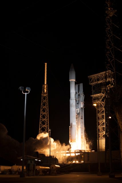 A United Launch Alliance Atlas V rocket lifts off from Space Launch Complex 41 at Cape Canaveral Air Force Station in Florida carrying an Orbital ATK Cygnus resupply spacecraft on a commercial resupply services mission to the International Space Station. Liftoff was at 11:05 p.m. EDT. Cygnus will deliver the second generation of a portable onboard printer to demonstrate 3-D printing, an instrument for first space-based observations of the chemical composition of meteors entering Earth’s atmosphere and an experiment to study how fires burn in microgravity.
