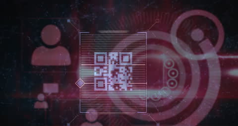 Futuristic QR Code and Network Connections Concept