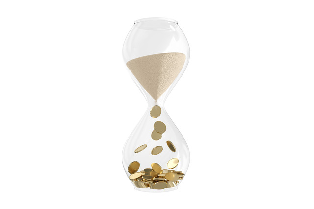 Transparent Hourglass with Flowing Sand Transforming Into Gold Coins - Download Free Stock Videos Pikwizard.com