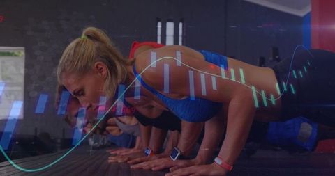 Group Plank Training with Smartwatches and Candlestick Chart Overlay for Fitness Analytics