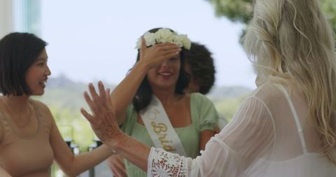 Friends Celebrating Joyful Outdoor Wedding Moment