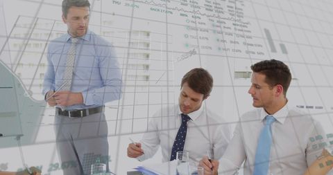 Business Presentation with Data Processing Overlay - Download Free Stock Images Pikwizard.com