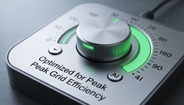 Brushed Metal Energy Control Dial Optimizing Peak Grid Efficiency with AI Button