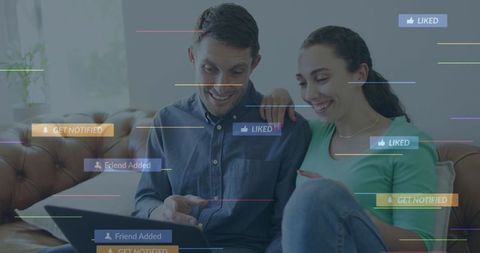 Couple Engaged with Digital World on Laptop in Contemporary Home - Download Free Stock Images Pikwizard.com
