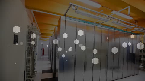 Digital Data Center with Floating Light-Orbs Animation