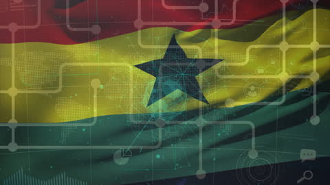 Digital Network Connections Over Ghana Flag