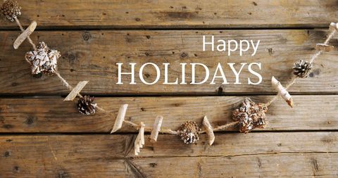 Happy Holidays Greeting with Rustic Holiday Decor - Download Free Stock Images Pikwizard.com