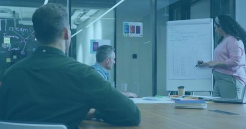 Dynamic Team Presentation in Modern Office Meeting Room