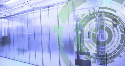Futuristic Data Center With Digital Overlay and Server Racks - Download Free Stock Images Pikwizard.com