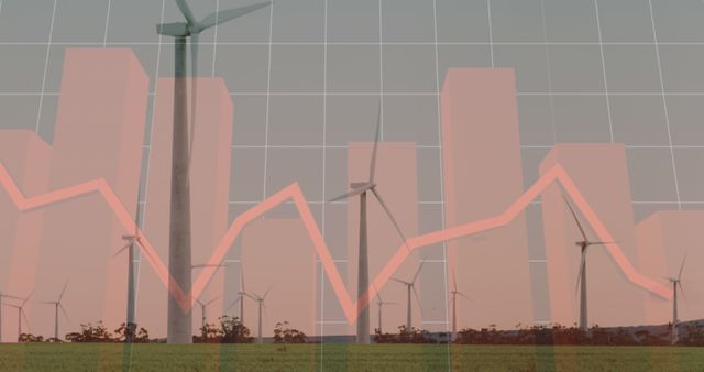 Wind Turbines with Financial Graph Overlay Showing Market Trends - Download Free Stock Images Pikwizard.com