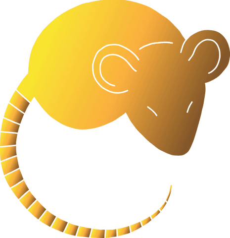 Golden Rat Icon Illustration on Transparent Background