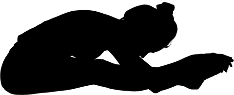 Transparent silhouette of woman bending in yoga stretch