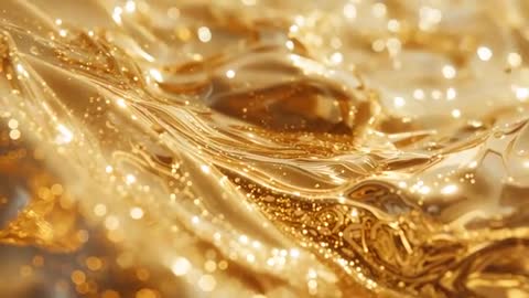 Glittering Golden Liquid Waves in Abstract Motion