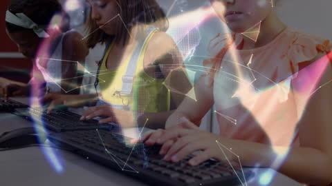 Diverse Children Learning Digital Skills with Computer Network Overlay