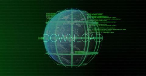 Digital Earth with Data Streams and Download Icon - Download Free Stock Images Pikwizard.com