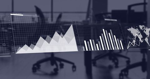 Digital Financial Analytics Display in Modern Office Setting - Download Free Stock Images Pikwizard.com