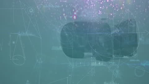 Virtual Reality Headset with Mathematical Equations Overlay