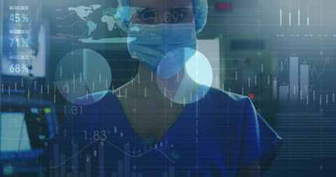 Doctor Analyzing Medical and Financial Data Visualization