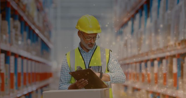 Warehouse Manager Checking Inventory with Clipboard and Hard Hat - Download Free Stock Images Pikwizard.com