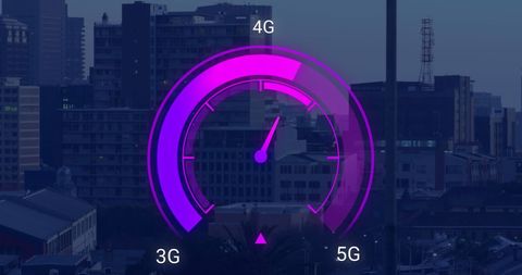 Digital Speedometer Display Over Urban Skyline - Download Free Stock Images Pikwizard.com