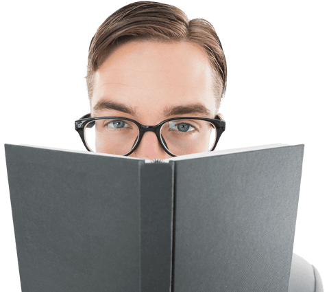 transparent image of man with glasses hidden behind book - Download Free Stock Videos Pikwizard.com