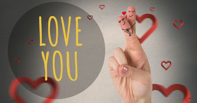 Cute Finger Couple Art Shows Affectionate Love - Download Free Stock Templates Pikwizard.com