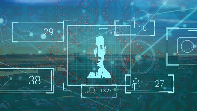 Vector animation of digital interface with global connections overlaid with people icons and data points. Ideal for technology, networking, and data analysis visuals. Can be used in articles, presentations, and promotional content related to digital transformation, cybersecurity, and global telecommunications.