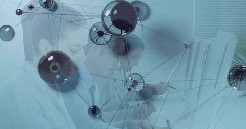 Business professionals engaging in digital collaboration over network