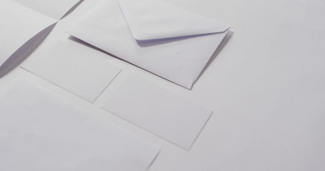 Image of envelope and white cards with copy space on white background - Download Free Stock Photos Pikwizard.com