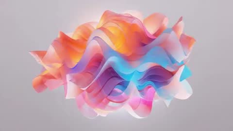 Undulating Multicolor Ribbon Sculpture Loop for Motion Backgrounds and Digital Visuals
