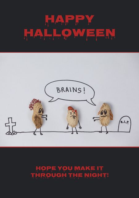 Creative Halloween Greeting With Zombie Peanuts Art - Download Free Stock Templates Pikwizard.com