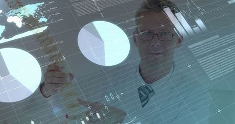 Scientist Analyzing Data with Advanced Technological Overlay