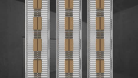 Conveyor Belts with Cardboard Boxes in Motion