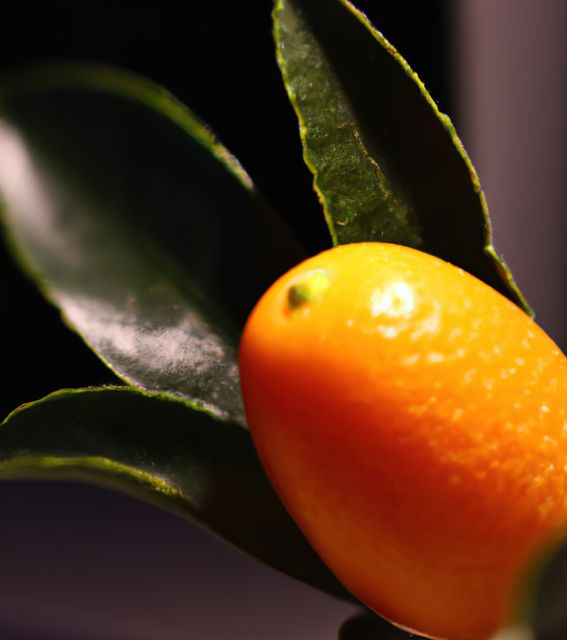 Close up of kumquats on black background created using generative ai technology. Fruits, nutrition and food concept, digitally generated image.