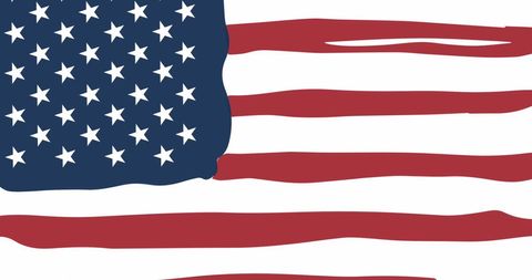 Illustrated Flag of United States with Waving Stripes