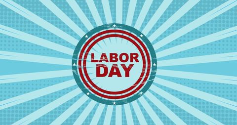 Retro labor day celebration poster with starburst design
