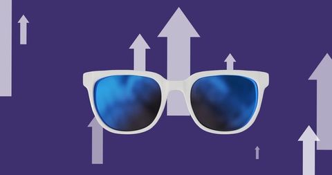 white-framed sunglasses with blue reflection on modern purple background - Download Free Stock Images Pikwizard.com