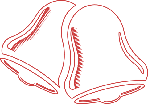 Red bells digital illustration on transparent background