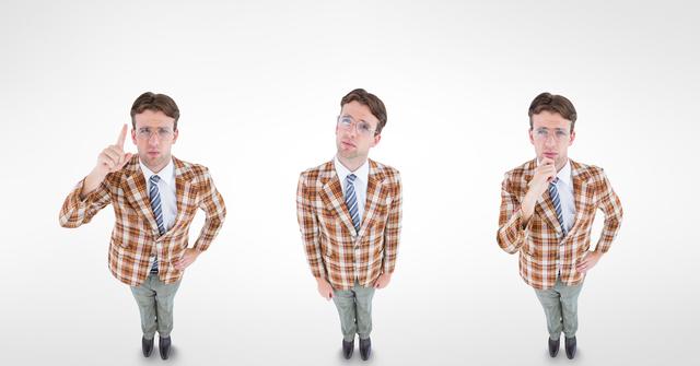 Digital composite of Multiple image of man with different expressions