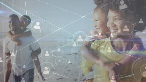 Connected African American Family Enjoying Beach Day