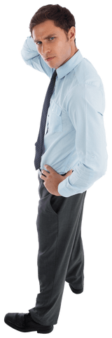 Worried Caucasian Businessman Posing on Transparent Background