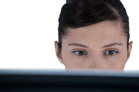 focused businesswoman working on computer in transparent background - Download Free Stock Videos Pikwizard.com