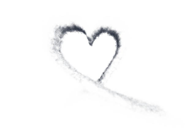 A digital illustration of a heart made from cloud vapor, perfect for Valentine's Day, romantic designs, or any love-themed projects. Use this transparent vector for greeting cards, marketing, and celebrations.