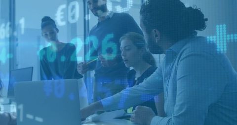 Business Meeting Analyzing Financial Market Trends in Modern Office