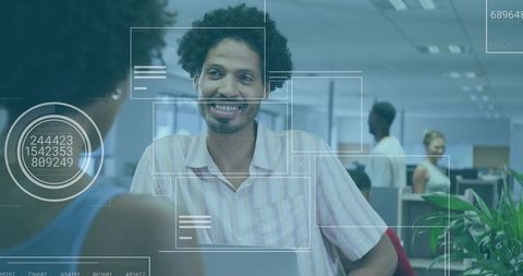 Smiling Professional Collaborating in Innovative Office Space