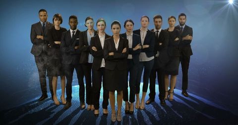 Confident and Diverse Business Team Illustrates Strong Leadership