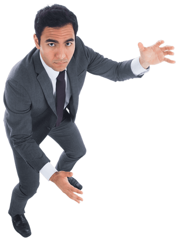 Transparent Background: Professional Businessman Gesturing Confidently